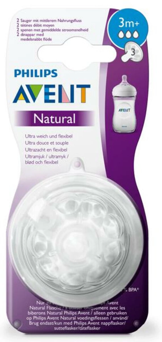 Philips Avent SCF043/27 Natural Speen - 3m+ - 2stuks 4 Philips Avent SCF043/27 Natural Speen - 3m+ - 2stuks - Afbeelding 2