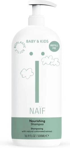 Naïf Voedende Shampoo Pompfles - Baby En Kids - 500ml - Met Natuurlijke Ingrediënten -Babyproducten 572x1200 1