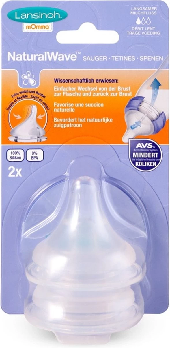 Lansinoh - Speen Trage Toevoer - Natural Wave - 2 Stuks 6 Lansinoh - Speen Trage Toevoer - Natural Wave - 2 Stuks - Afbeelding 4