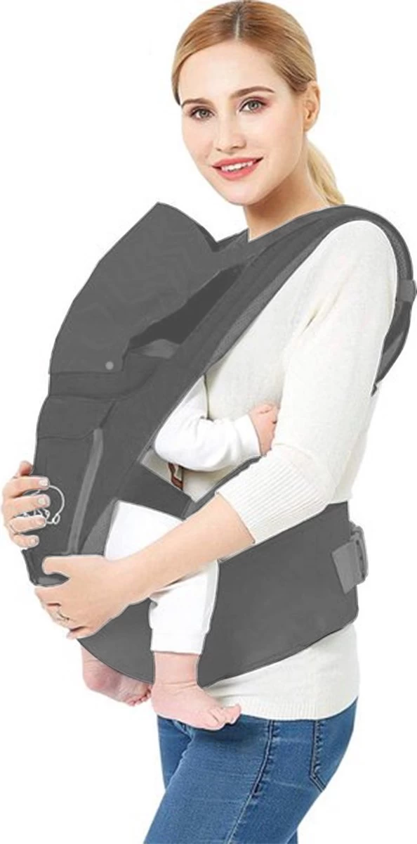 Deryan Pack Luxe Ergonomische Draagzak Babydrager + Opbergvakjes Grijs 11 Deryan Pack Luxe Ergonomische Draagzak Babydrager + Opbergvakjes Grijs - Afbeelding 9