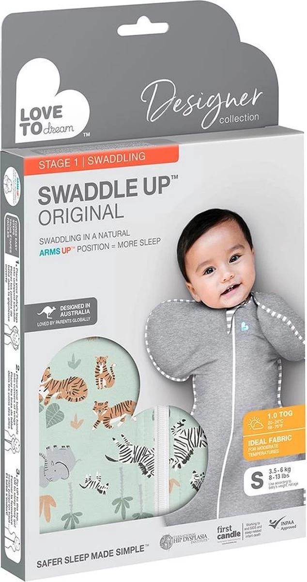 Love To Dream™ Babyslaapzak Swaddle Up™ - Inbakeren - Baby 0-3 Maanden - 3.5-6 Kg - All Season - Safari 6 Love To Dream™ Babyslaapzak Swaddle Up™ - Inbakeren - Baby 0-3 Maanden - 3.5-6 Kg - All Season - Safari - Afbeelding 4