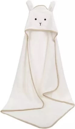 IL BAMBINI - Zachte Baby Badponcho - Fleece Handdoek - Omslagdoek - Badcape - 90x90 Cm - Wit