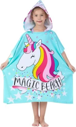 JAXY Badcape Baby - Badcape - Baby Badjas - Omslagdoek - Omslagdoek - Baby Handdoek Met Capuchon - Strandhanddoek - Badponcho - Poncho Handdoek - Microfiber - 60x90cm - Unicorn
