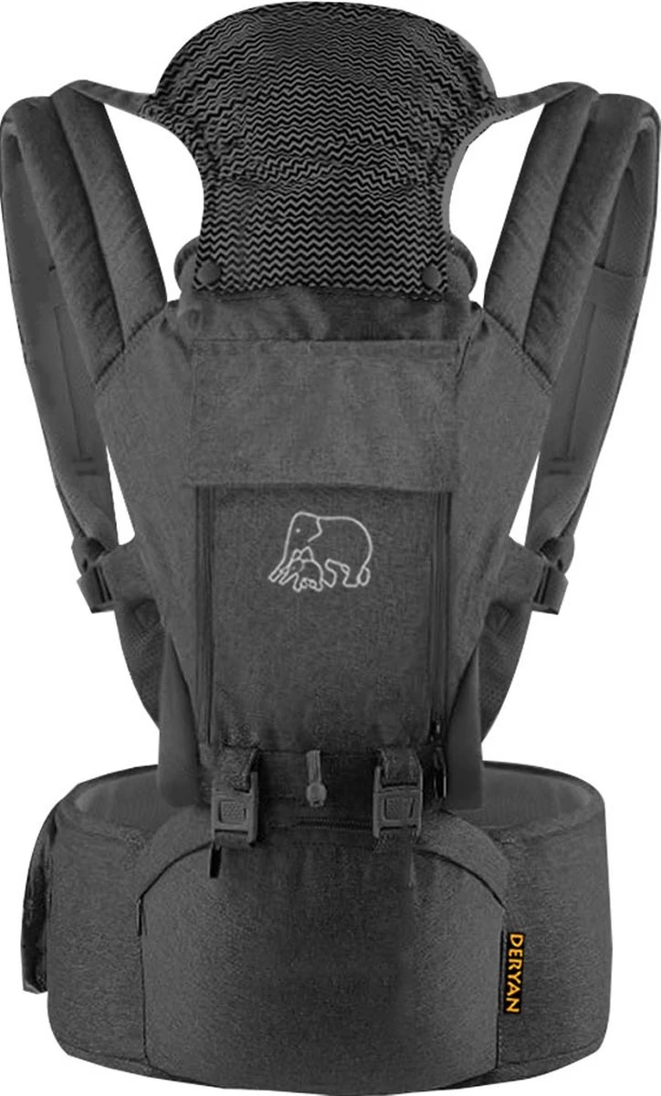 Deryan Pack Luxe Ergonomische Draagzak Babydrager + Opbergvakjes Grijs 8 Deryan Pack Luxe Ergonomische Draagzak Babydrager + Opbergvakjes Grijs - Afbeelding 6