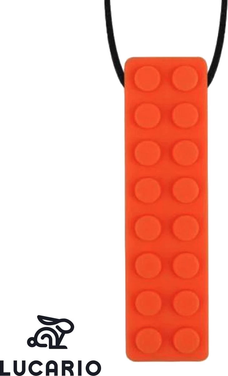 Bijtketting - Kauwketting | Bouwblokje Patroon Oranje 3 Bijtketting - Kauwketting | Bouwblokje Patroon Oranje
