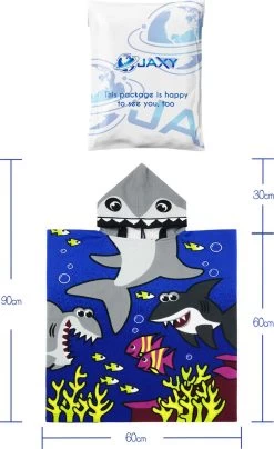 JAXY Badcape Baby - Badcape - Baby Badjas - Omslagdoek - Omslagdoek - Baby Handdoek Met Capuchon - Strandhanddoek - Badponcho - Poncho Handdoek - Microfiber - 60x90cm - Haai Donkerblauw -Babyproducten 733x1200 9