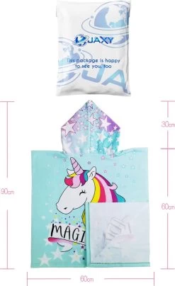 JAXY Badcape Baby - Badcape - Baby Badjas - Omslagdoek - Omslagdoek - Baby Handdoek Met Capuchon - Strandhanddoek - Badponcho - Poncho Handdoek - Microfiber - 60x90cm - Unicorn -Babyproducten 734x1200 13
