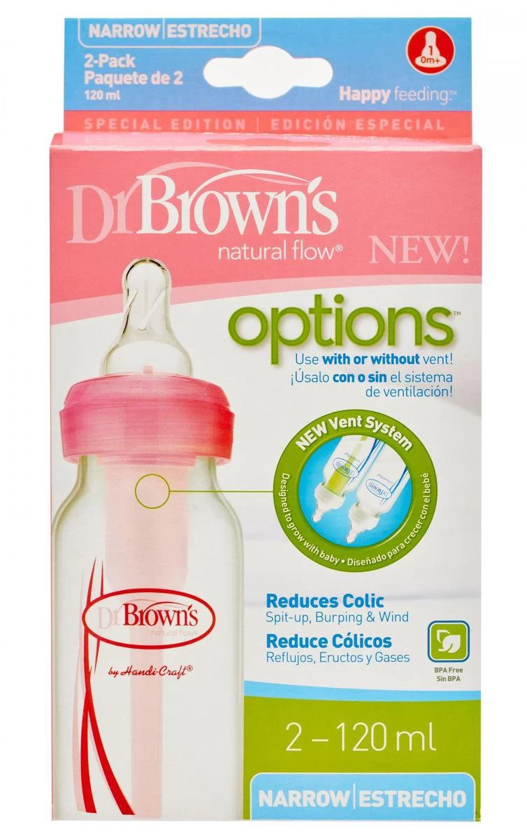 Dr. Brown's - Standaardfles 120 Ml Roze Duopack Options Bottle 4 Dr. Brown's - Standaardfles 120 Ml Roze Duopack Options Bottle - Afbeelding 2
