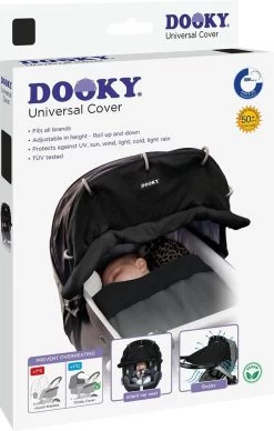 Dooky Universal Cover Zonnescherm Kinderwagen - Uni Zwart -Babyproducten 764x1200 2