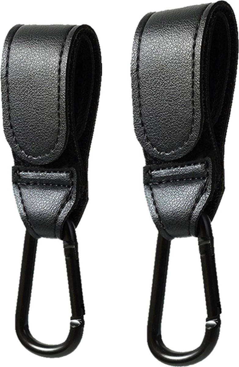 Merkloos Kinderwagen Haak Set Van 2 PU Leer Zwart -Verstelbare Buggy Haak - Luiertas Hangers Met Klittenband 3 Merkloos Kinderwagen Haak Set Van 2 PU Leer Zwart -Verstelbare Buggy Haak - Luiertas Hangers Met Klittenband
