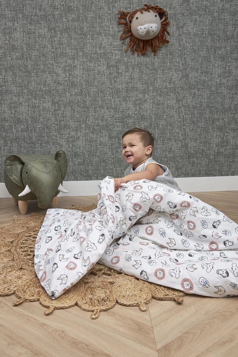 Meyco Animal Dekbedovertrek Ledikant - 100x135 Cm 4 Meyco Animal Dekbedovertrek Ledikant - 100x135 Cm - Afbeelding 2