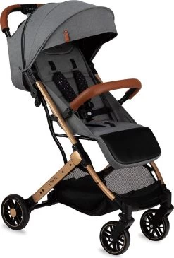 MoMi Wandelwagen - Compacte Lichtgewicht Buggy - Estelle - Gray-Gold (geschikt Van 6mnd - 15kg) -Babyproducten 812x1200 5