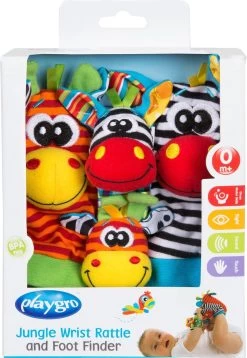 Playgro Pols- En Voetrammelaarset Zebra & Giraf - Set Van 4 Stuks, 2 Polsbandjes En 2 Rammelsokjes -Babyproducten 828x1200