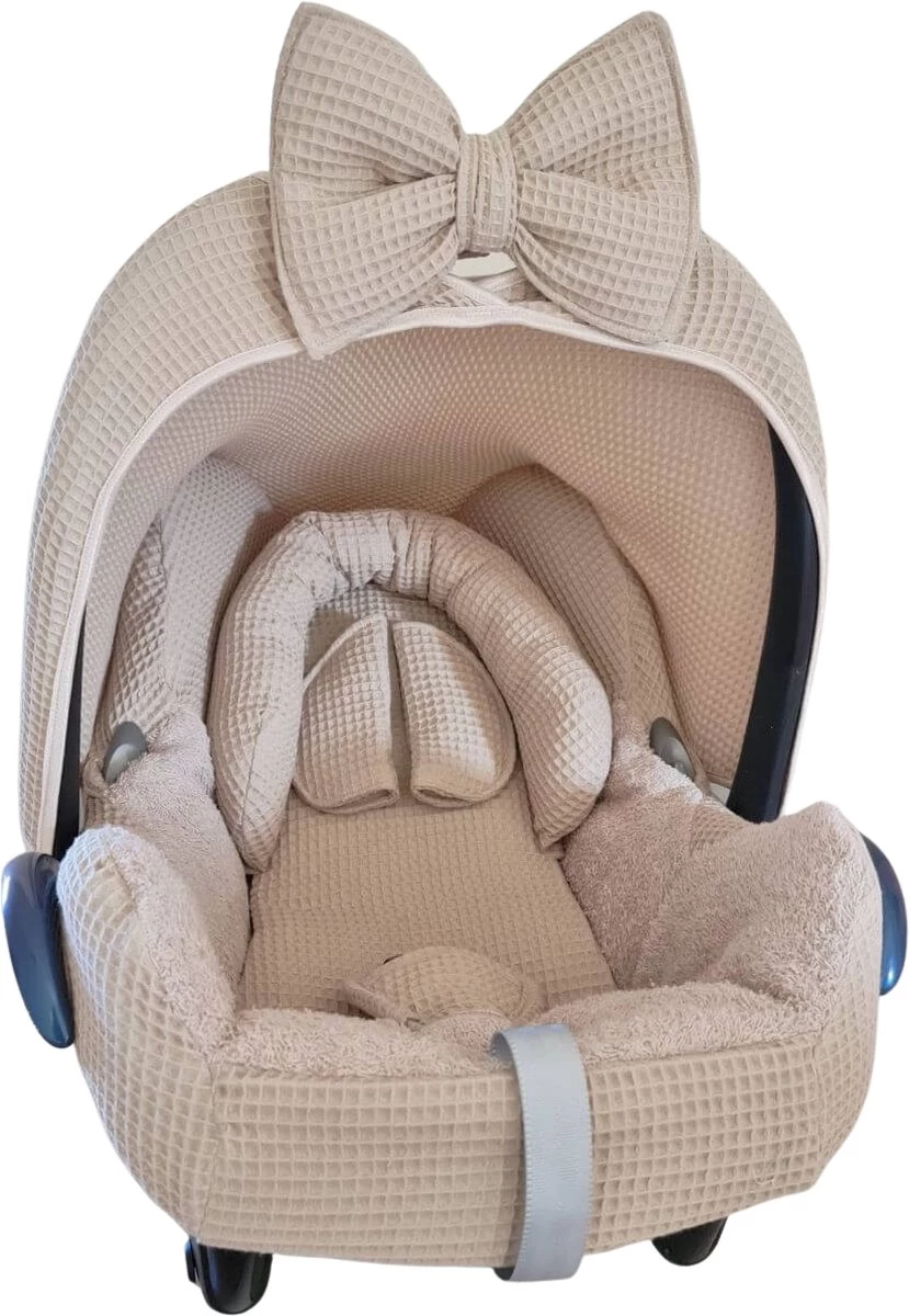 Wazzhappening - Maxi Cosi Hoes Set Bobbie - Karamel - Wafel - Badstof - Autostoelhoes 3 Wazzhappening - Maxi Cosi Hoes Set Bobbie - Karamel - Wafel - Badstof - Autostoelhoes