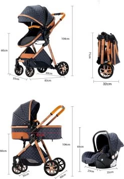 Merkloos Kinderwagen 3-in-1 – Luxe Kinderwagen - Buggy – Wandelwagen - Multifunctioneel – Opklapbaar – Incl Autostoel – Blauw -Babyproducten 831x1200 8