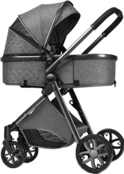 Merkloos Kinderwagen 3-in-1 – Luxe Kinderwagen - Buggy – Wandelwagen - Multifunctioneel – Opklapbaar – Incl Autostoel – Donkergrijs -Babyproducten 853x1200 3