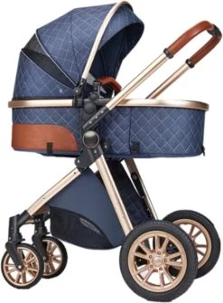 Merkloos Kinderwagen 3-in-1 – Luxe Kinderwagen - Buggy – Wandelwagen - Multifunctioneel – Opklapbaar – Incl Autostoel – Blauw -Babyproducten 885x1200 4