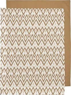 Meyco Ikat/Uni Wieglaken - 2-pack - Sand/toffee - 75x100cm