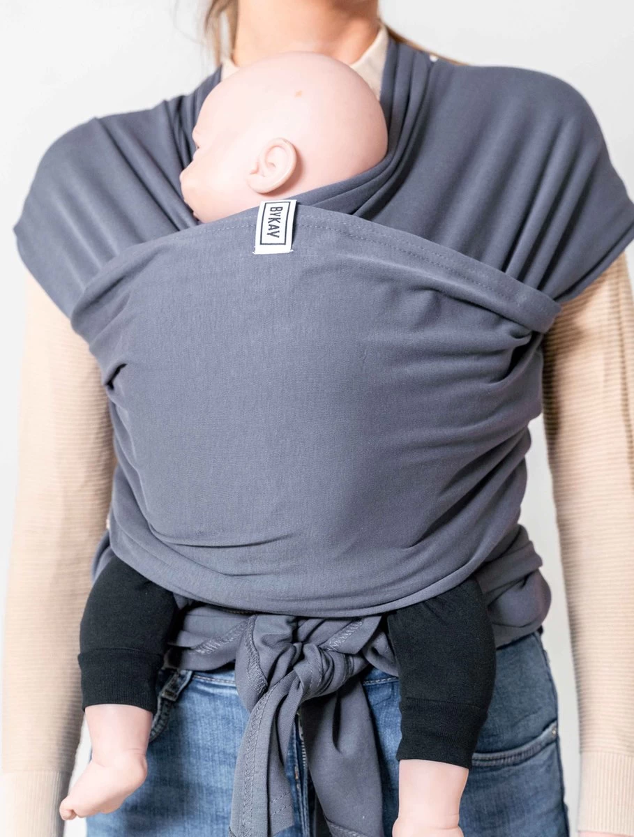 ByKay - Draagdoek - Rekbaar - DonkerGrijs - Antraciet - Maat L - Organic Katoen - Stretchy Wrap Deluxe - 3 Jaar - Buik - Heup 5 ByKay - Draagdoek - Rekbaar - DonkerGrijs - Antraciet - Maat L - Organic Katoen - Stretchy Wrap Deluxe - 3 Jaar - Buik - Heup - Afbeelding 3