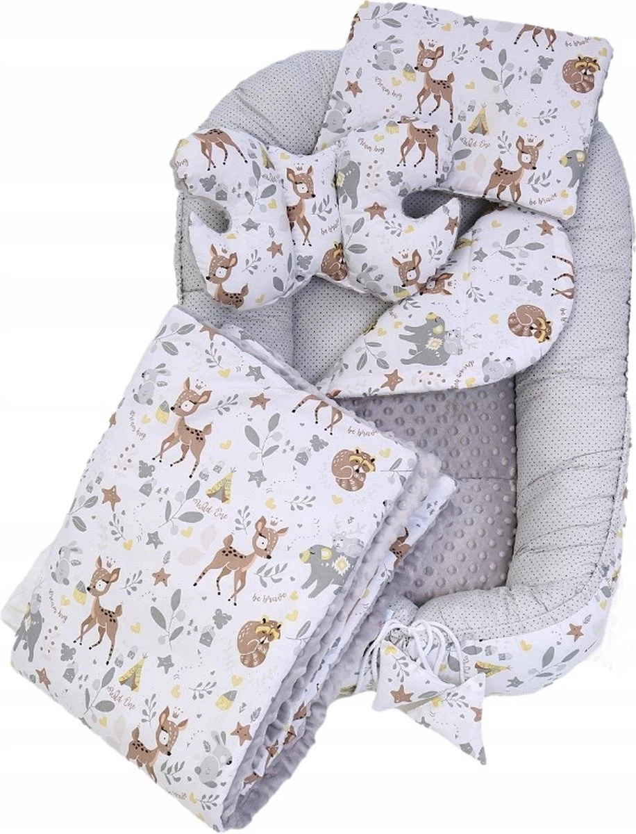 Babynestje Set Pasgeborenen - Knuffelnest Baby Nestje Bed Set 7-delig - Baby Cocon- Herten Vrienden- ÖKO-TEX Normen 8 Babynestje Set Pasgeborenen - Knuffelnest Baby Nestje Bed Set 7-delig - Baby Cocon- Herten Vrienden- ÖKO-TEX Normen - Afbeelding 6