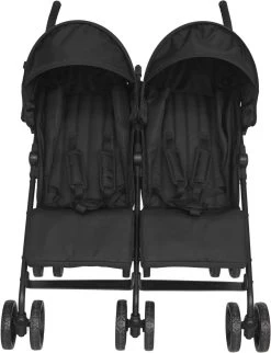 Prénatal Duo Buggy - Tweeling Buggy Inclusief Regenhoes - Verstelbare Kinderwagen - Inklapbare Wandelwagen - Plooibuggy - Zwart -Babyproducten 920x1200
