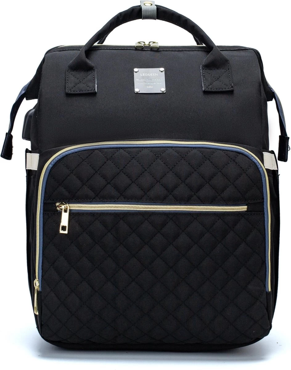 Luiertas - Multifuctioneel Luiertas 3 In 1 - Met Babybedje - Met Verschoningsmatje - Zwart - Met Usb - Met Verdikt Matras 13 Luiertas - Multifuctioneel Luiertas 3 In 1 - Met Babybedje - Met Verschoningsmatje - Zwart - Met Usb - Met Verdikt Matras - Afbeelding 11