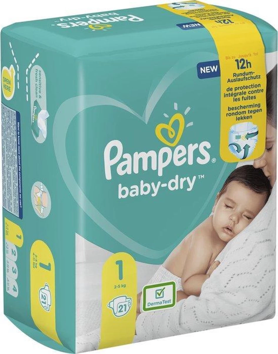 Pampers® Pampers Baby Dry Maat 1 Newborn (2-5kg) - XL Pakket - 21 Stuks - Luiers - Limited Edition 7 Pampers® Pampers Baby Dry Maat 1 Newborn (2-5kg) - XL Pakket - 21 Stuks - Luiers - Limited Edition - Afbeelding 5