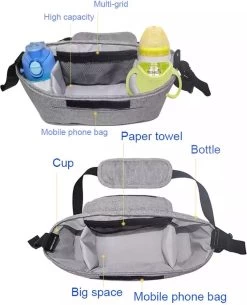 3 In 1 Kinderwagen Tas Universele Wandelwagen | Luiertas Draagtas Reistas Met Fles En Bekerhouder | - Zwart -Babyproducten 972x1200