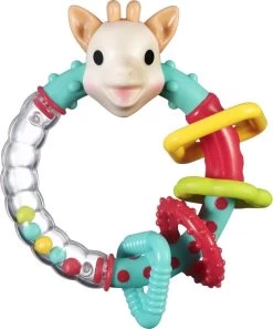 Sophie De Giraf - Rammelaar - Multi Textuur - Op Wit Rode Hangkaart